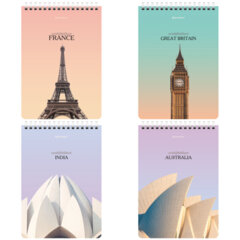 Блокнот А5 (146&times;206 мм), 80 л., гребень, картон, жесткая подложка, клетка, BRAUBERG, &laquo;Архитектура&raquo;, 114382