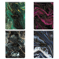 Блокнот А5 (146&times;206 мм), 80 л., гребень, картон, жесткая подложка, клетка, BRAUBERG, &laquo;Marble&raquo;, 114386