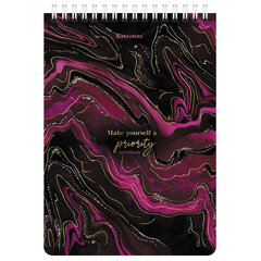 Блокнот А5 (146&times;206 мм), 80 л., гребень, картон, жесткая подложка, клетка, BRAUBERG, &laquo;Marble&raquo;, 114386