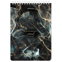 Блокнот А5 (146&times;206 мм), 80 л., гребень, картон, жесткая подложка, клетка, BRAUBERG, &laquo;Marble&raquo;, 114386