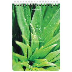 Блокнот А5 (146&times;206 мм), 80 л., гребень, картон, жесткая подложка, клетка, BRAUBERG, &laquo;Растения&raquo;, 114388