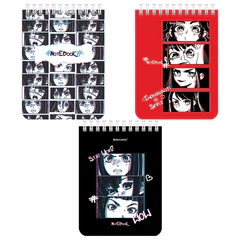 Блокнот МАЛЫЙ ФОРМАТ А6, 108х145 мм, 40 л., гребень, картон, клетка, BRAUBERG, "Anime emotions", 114392
