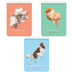 Изображение товара Блокнот МАЛЫЙ ФОРМАТ А6 108×145 мм, 40 л., гребень, картон, клетка, BRAUBERG KIDS, «Собачки», 114394