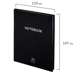 Блокнот МАЛЫЙ ФОРМАТ (110&times;147 мм), А6, 80 л., твёрдый, клетка, STAFF, &laquo;Black&raquo;, 114435