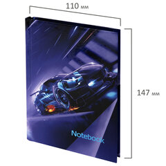 Блокнот МАЛЫЙ ФОРМАТ (110&times;147 мм), А6, 80 л., твёрдый, клетка, BRAUBERG KIDS, &laquo;Super Car&raquo;, 114441