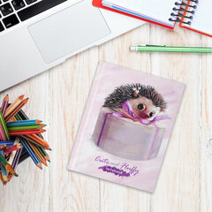 Блокнот МАЛЫЙ ФОРМАТ (110&times;147 мм), А6, 80 л., твёрдый, клетка, BRAUBERG KIDS, &laquo;Ёжик&raquo;, 114442