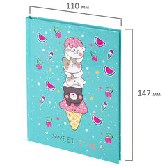 Блокнот МАЛЫЙ ФОРМАТ (110&times;147 мм), А6, 80 л., твёрдый, клетка, BRAUBERG KIDS, &laquo;Котики&raquo;, 114443