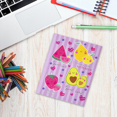 Блокнот МАЛЫЙ ФОРМАТ (110&times;147 мм), А6, 80 л., твёрдый, клетка, BRAUBERG KIDS, &laquo;Фруктики&raquo;, 114444