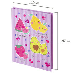 Блокнот МАЛЫЙ ФОРМАТ (110&times;147 мм), А6, 80 л., твёрдый, клетка, BRAUBERG KIDS, &laquo;Фруктики&raquo;, 114444