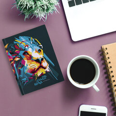 Блокнот МАЛЫЙ ФОРМАТ (110&times;147 мм), А6, 80 л., твёрдый, клетка, выборочный лак, STAFF, &laquo;Лев&raquo;, 114447