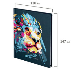 Блокнот МАЛЫЙ ФОРМАТ (110&times;147 мм), А6, 80 л., твёрдый, клетка, выборочный лак, STAFF, &laquo;Лев&raquo;, 114447