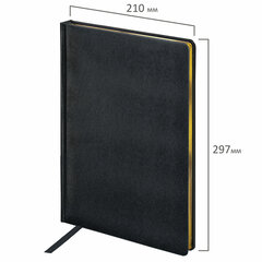 Ежедневник недатированный БОЛЬШОЙ ФОРМАТ 210&times;297 мм, А4, BRAUBERG &laquo;Iguana&raquo;, под кожу, 160 л., черный,114452