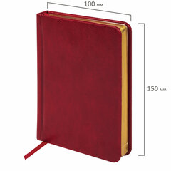 Ежедневник недатированный МАЛЫЙ ФОРМАТ 100&times;150 мм, А6, BRAUBERG &laquo;Iguana&raquo;, под кожу, 160 л., красный, 114468