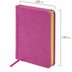 Ежедневник недатированный МАЛЫЙ ФОРМАТ 100&times;150 мм, А6, BRAUBERG Iguana под кожу, 160 л., розовый, 114469