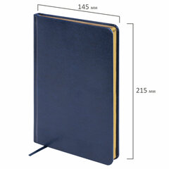 Еженедельник недатированный А5, 145&times;215 мм, BRAUBERG &laquo;Iguana&raquo;, под кожу, 64 л., синий, 114476