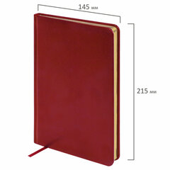 Еженедельник недатированный А5, 145&times;215 мм, BRAUBERG &laquo;Iguana&raquo;, под кожу, 64 л., красный, 114477