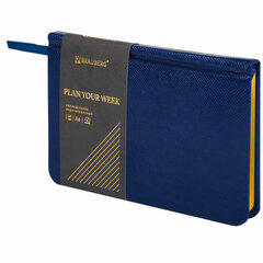 Еженедельник недатированный МАЛЫЙ ФОРМАТ 95&times;155 мм, А6, BRAUBERG &laquo;Iguana&raquo;, под кожу, 64 л., синий, 114479