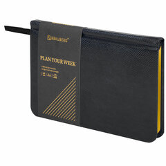 Еженедельник недатированный МАЛЫЙ ФОРМАТ 95&times;155 мм, А6, BRAUBERG &laquo;Iguana&raquo;, под кожу, 64 л., черный, 114480