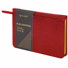 Еженедельник недатированный МАЛЫЙ ФОРМАТ 95&times;155 мм, А6, BRAUBERG &laquo;Iguana&raquo;, под кожу, 64 л., красный, 114481
