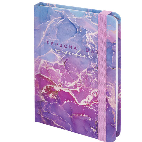 Ежедневник недатированный с резинкой, МАЛЫЙ ФОРМАТ А6 (109х148 мм), BRAUBERG, 128 л., "Мрамор", 114569