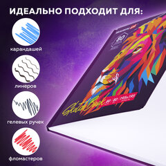Скетчбук, белая бумага 80 г/м2, 195х195 мм, 80 л., резинка, твердый, BRAUBERG ART DEBUT "Лев", 114582