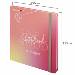 Скетчбук, белая бумага 80 г/<wbr/>м<sup>2</sup>, 195&times;195 мм, 80 л., резинка, твердый, BRAUBERG ART DEBUT &laquo;Уноколор&raquo;, 114583