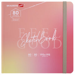 Скетчбук, белая бумага 80 г/<wbr/>м<sup>2</sup>, 195&times;195 мм, 80 л., резинка, твердый, BRAUBERG ART DEBUT &laquo;Уноколор&raquo;, 114583
