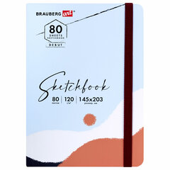 Скетчбук, белая бумага 120 г/<wbr/>м<sup>2</sup> 145&times;203 мм, 80 л., резинка, твердый, BRAUBERG ART DEBUT &laquo;Дюна&raquo;, 114586