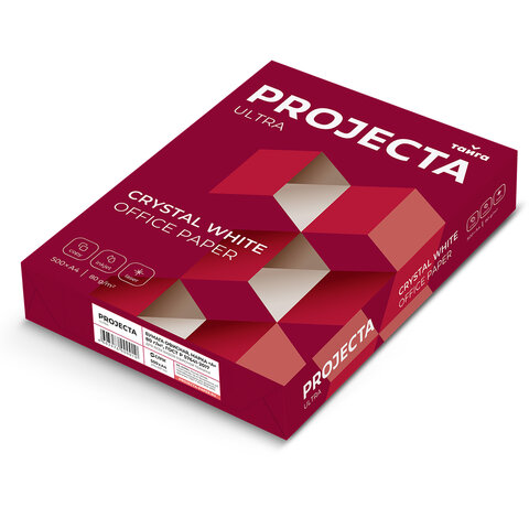 Бумага офисная А4, 80 г/м2, 500 л., марка А, PROJECTA, Россия, 168% (CIE)