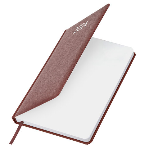 Ежедневник датированный 2024 А5 138x213 мм BRAUBERG "Profile", балакрон, коричневый, 114865