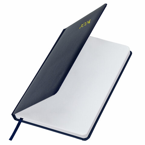 Ежедневник датированный 2024 А5 138x213 мм BRAUBERG "Select", балакрон, темно-синий, 114876