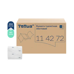 Бумага туалетная Tellus/<wbr/>TORK (Система Т3) UNIVERSAL, КОМПЛЕКТ 40 шт., листовая, 250 л., 11&times;23 см, 1-слойная, 114272