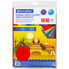 Цветная бумага А4, БАРХАТНАЯ 8 л., 8 цв. + ТОНИРОВАННАЯ В МАССЕ 20 л., 10 цв., BRAUBERG, &laquo;Пирамиды&raquo;, 115086