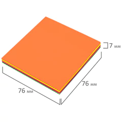 Блок самоклеящийся пластиковый (стикеры) 4 цвета BRAUBERG MULTI COLOUR 76&times;76 мм, 100 листов, 115208