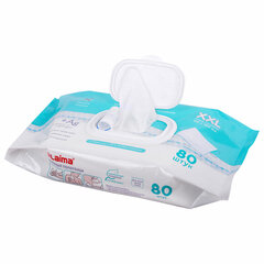 Полотенца влажные 80 шт., БОЛЬШИЕ XXL 16,5&times;25 см, с аллантоином и коллоидным серебром, LAIMA, 115222