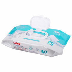 Полотенца влажные 80 шт., БОЛЬШИЕ XXL 16,5&times;25 см, с аллантоином и коллоидным серебром, LAIMA, 115222