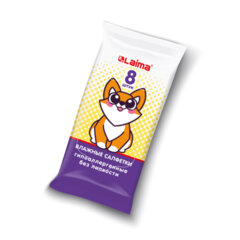 Салфетки влажные детские КОМПЛЕКТ 8 пачек по 8 шт., универсальные, 0+, &laquo;Карманный формат&raquo;, LAIMA, 115228