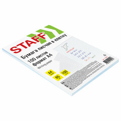 Бумага писчая в клетку А4, 65 г/<wbr/>м<sup>2</sup>, 100 листов, Россия, белизна 92% (ISO), STAFF, 115343