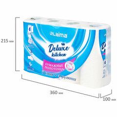 Полотенца бумажные 3-х слойные, 4 рулона по 11 м (отрыв 1/<wbr/>2 листа), LAIMA Deluxe, 100% целлюлоза, 115400