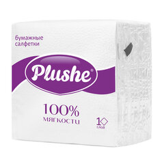 Салфетки бумажные 90 штук, 22,5х22,5 см, PLUSHE (Плюше) Light, белые, 100% целлюлоза
