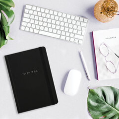 Блокнот с резинкой в клетку 96 л., А5 145&times;203 мм, твердая обложка, BRAUBERG, &laquo;Minimal&raquo;, чёрный, 115532