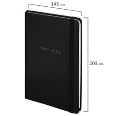 Блокнот с резинкой в клетку 96 л., А5 145&times;203 мм, твердая обложка, BRAUBERG, &laquo;Minimal&raquo;, чёрный, 115532