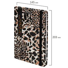 Блокнот с резинкой в клетку 96 л., А5, 145&times;203 мм, твердая обложка, BRAUBERG,&laquo; Leopard&raquo;, 115535