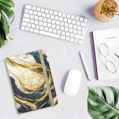 Блокнот с резинкой в клетку 96 л., А5 145&times;203 мм, твердая обложка с фольгой, BRAUBERG, &laquo;Marble&raquo;, 115536