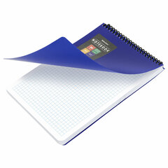 Блокнот А5 80 л., спираль пластиковая, обложка пластик, клетка, BRAUBERG &laquo;Metropolis&raquo;, СИНИЙ, 115569