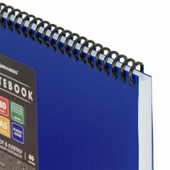 Блокнот А5 80 л., спираль пластиковая, обложка пластик, клетка, BRAUBERG &laquo;Metropolis&raquo;, СИНИЙ, 115569