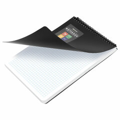 Блокнот А5 80 л., спираль пластиковая, обложка пластик, клетка, BRAUBERG &laquo;Metropolis&raquo;, ЧЕРНЫЙ, 115572