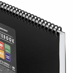 Блокнот А5 80 л., спираль пластиковая, обложка пластик, клетка, BRAUBERG &laquo;Metropolis&raquo;, ЧЕРНЫЙ, 115572