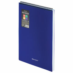 Блокнот БОЛЬШОГО ФОРМАТА А4, 80 л., обложка пластик, клетка, BRAUBERG &laquo;Metropolis&raquo;, СИНИЙ, 115574