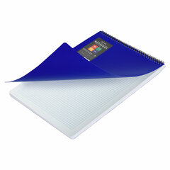 Блокнот БОЛЬШОГО ФОРМАТА А4, 80 л., обложка пластик, клетка, BRAUBERG &laquo;Metropolis&raquo;, СИНИЙ, 115574